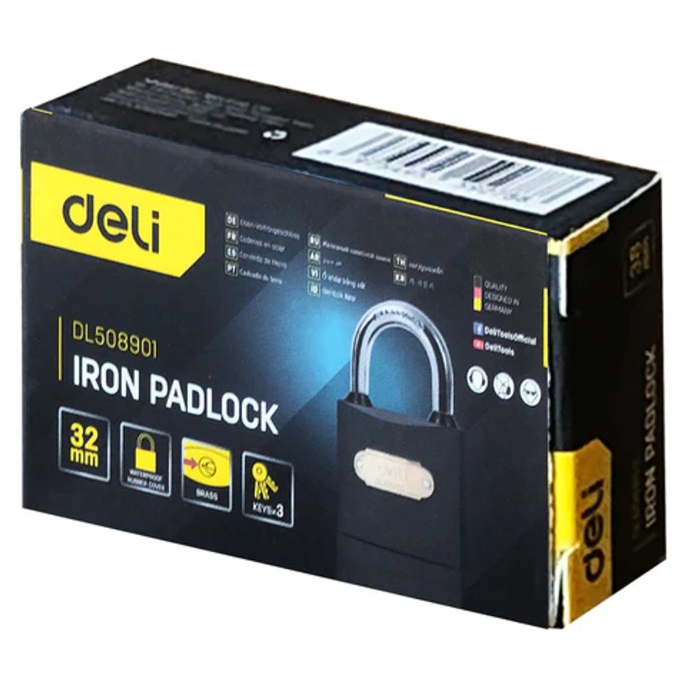 Замок навесной Deli DL508901 стальной, 32мм