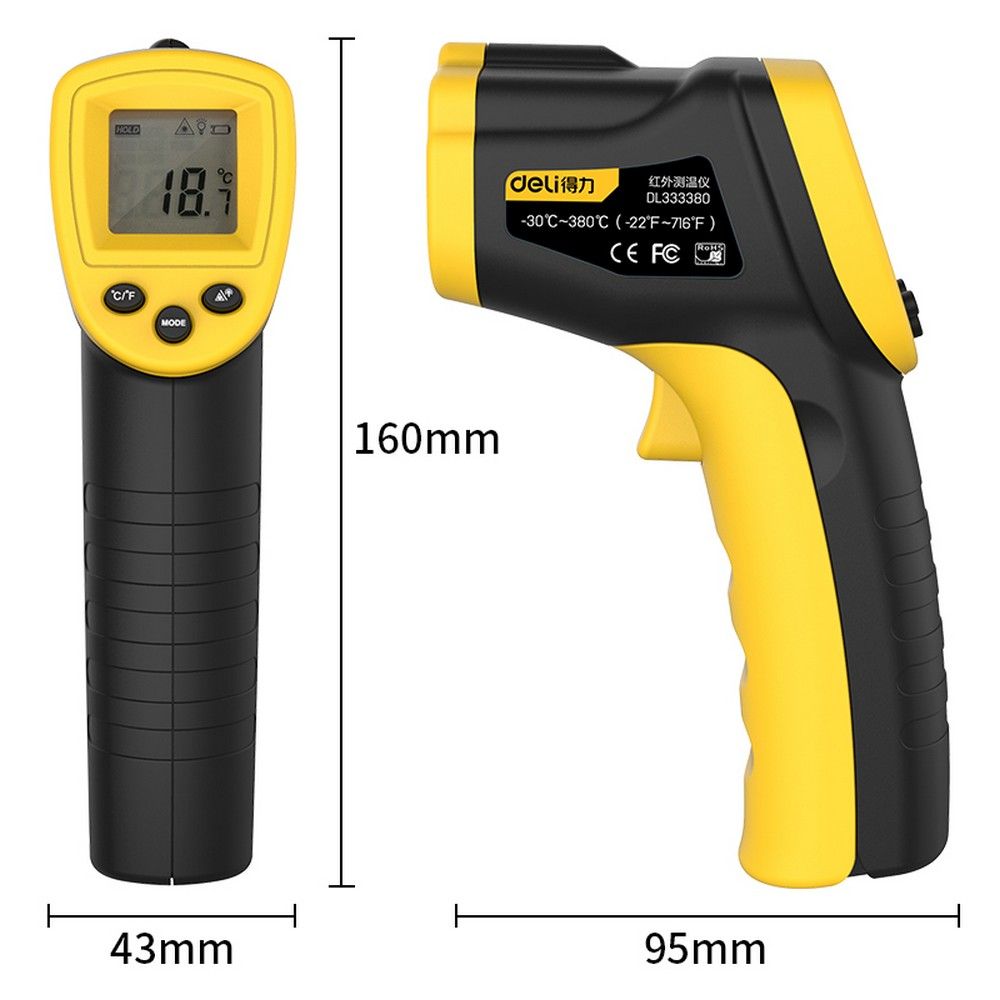 Термометр Deli Инфракрасный пирометр DL333380 -30…380°C