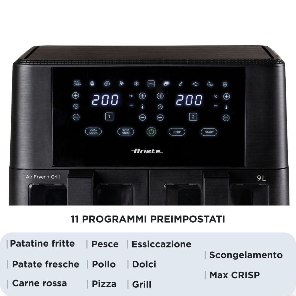 Аэрогриль Ariete 00C463100AR0 9л, 2 чаши, черный